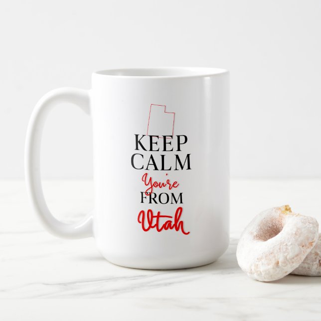 Caneca De Café Fique calmo Você é de Utah (Com Donut)