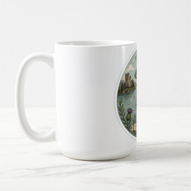 Caneca De Café Fique Curioso Cryptid Aconchegante Nessie Monstro  (Esquerda)