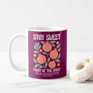 Caneca De Café Fique Doce Fruta Do Pomegranato De Fruta Espirituo