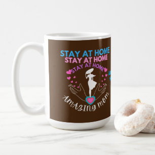 Caneca De Café Fique Em Casa Mãe Esposa Brown Moderna Chic