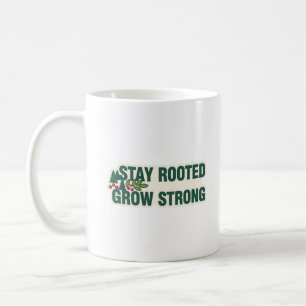 Caneca De Café "Fique Enraizado Cresça Forte" Emblema da Floresta