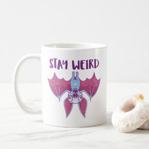 Caneca De Café Fique Estranho Cartoon de Morcego Vampiro Albino E