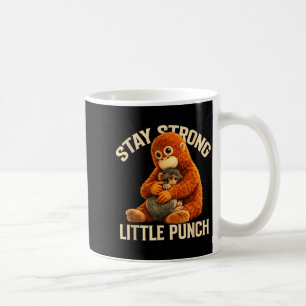 Caneca De Café Fique forte pequeno soco design de macaco fofo