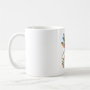 Caneca De Café Fique quieto e conheça Floral Dragonfly Christian 