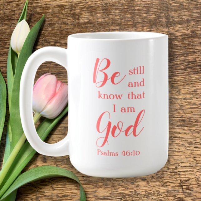 Caneca De Café Fique quieto E Saiba | Presente de Nome de Script  (Add a name to this chic stylish mug for a personalized unique Bible Scripture coffee mug gift. )