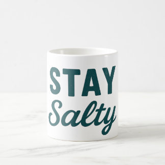 Caneca De Café Fique Salgado Vida Costeira Teal Oceano Gráfico Su