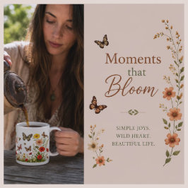 Caneca De Café Fique Selvagem Flor Criança Boho Flores e Abelhas