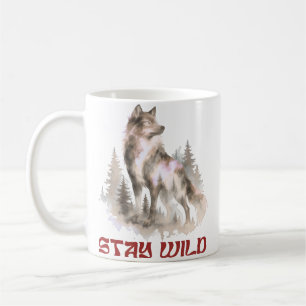 Caneca De Café Fique Selvagem Lobo Natureza Deserto