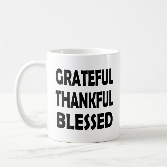 Caneca De Café Fiquem gratos | Grateful e abençoado (Esquerda)