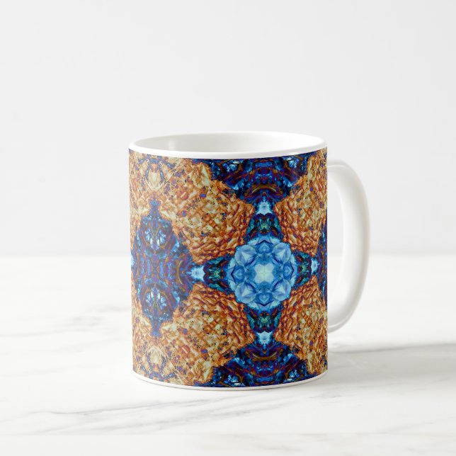 Caneca De Café Fir Azul-Ouro (Frente Esquerda)