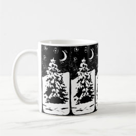 Caneca De Café Fir Tree in Snowy Landscape Lino Impressão Mug