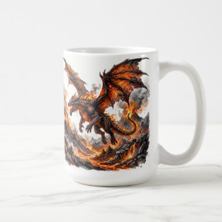 Caneca De Café Fire Dragon Mug | Flaming Dragon Accent Coffee Mug