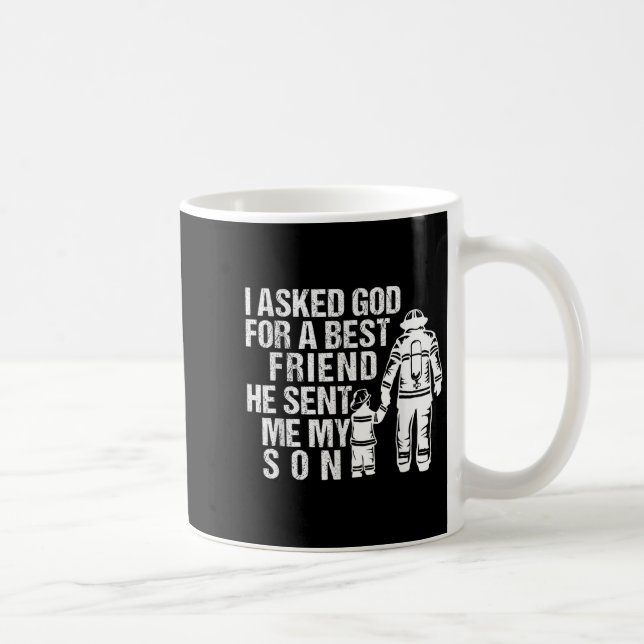 Caneca De Café Firefighter Dad Son Quote New Daddy Fireman Dad Fa (Direita)