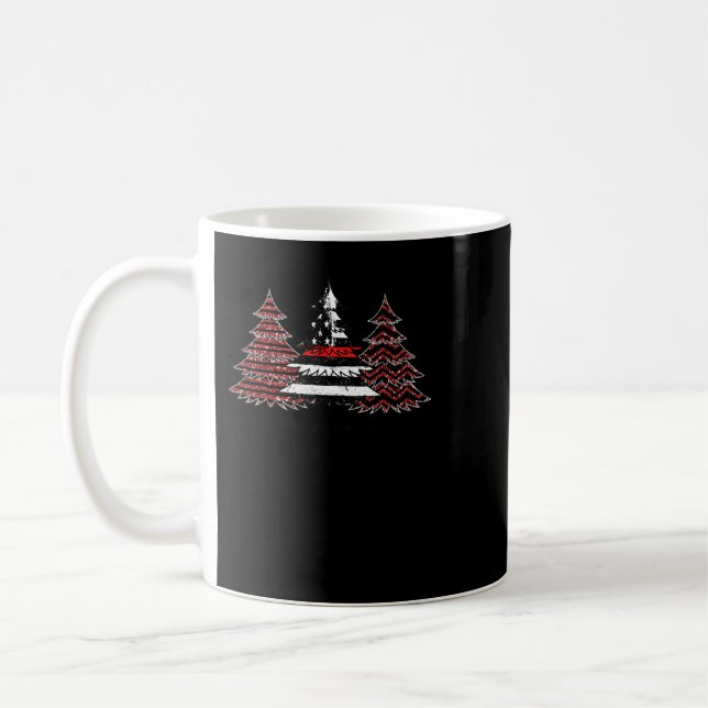 Caneca De Café Firefighter Fireman USA Flag Pine Trees Firefighte (Esquerda)