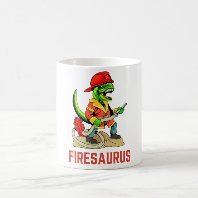 Caneca De Café Firesauro Bombeiro Dinossauro Bombeiro T-Rex (Centro)