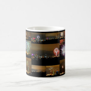 Caneca De Café Fireworks sobre Kansas City, Missouri, Collage