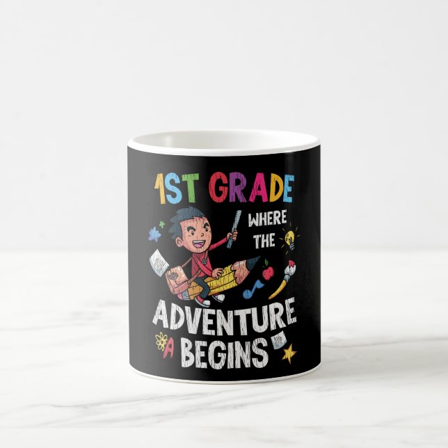 Caneca De Café First 1st Grade Adventure School Teacher Kids Boys (Centro)