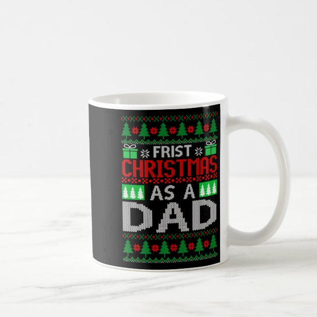 Caneca De Café First Christmas As A Dad Santa Hat Ugly Xmas New D (Direita)