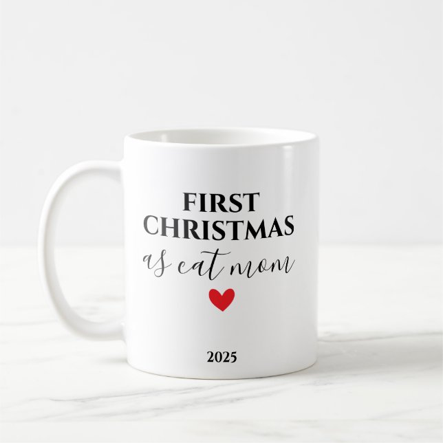 Caneca De Café First Christmas as Cat Mom Personalized Holiday (Esquerda)
