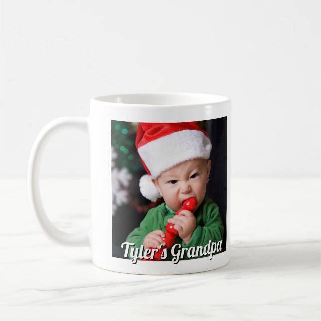 Caneca De Café First Christmas Photo Grandpa (Esquerda)