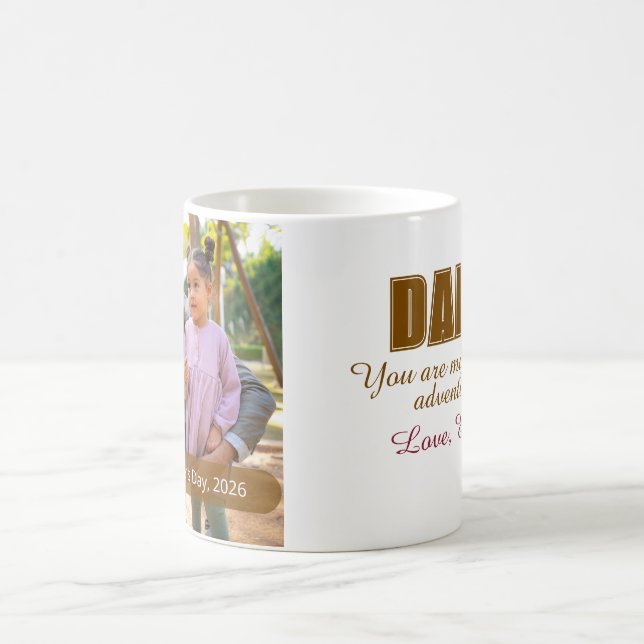 Caneca De Café First Fathers Day Custom Photo Dada Milestone (Centro)