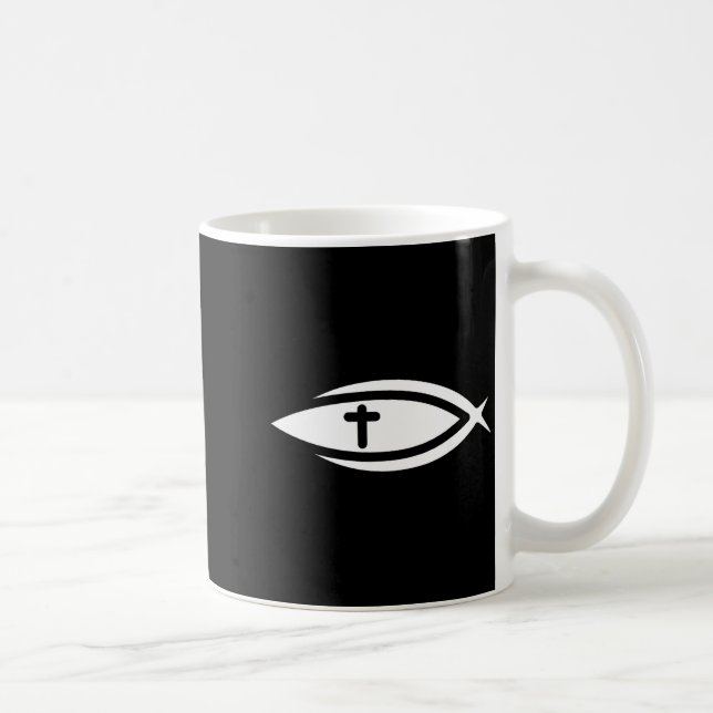 Caneca De Café Fish Cross Jesus Christian Prayers Mens Womens  (Direita)