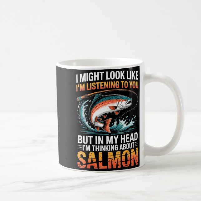 Caneca De Café Fisherman Fish Angler Thinking About Salmon Fishin (Direita)