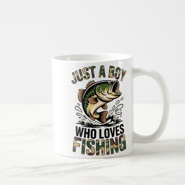 Caneca De Café Fishing Camo B Fish Youth Just A Boy Who Loves Fis (Direita)