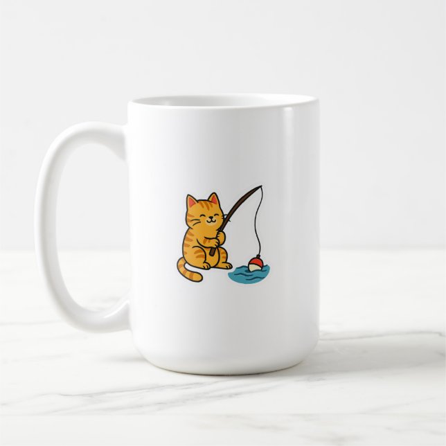 Caneca De Café Fishing Cat  Mug (Esquerda)