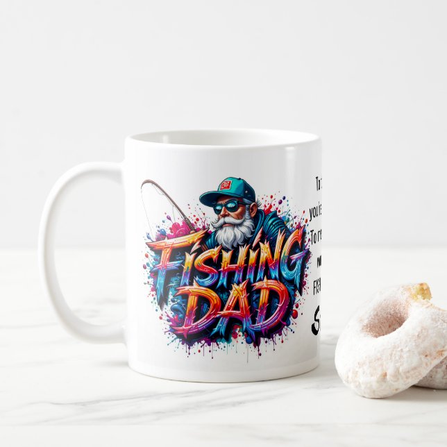 Caneca De Café Fishing Dad Fisherman Graffiti Quote (Com Donut)