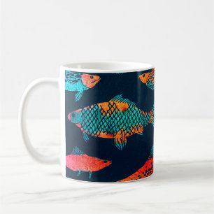 Caneca De Café Fissuras por aquarela: Azul Profundo sem costura