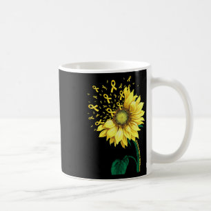 Caneca De Café Fita Amarela de Girassol de Conscientização do Cân