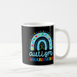 Caneca De Café Fita Azul Arco-íris de Conscientização do Autismo