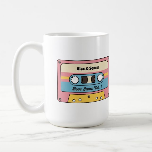 Caneca De Café Fita Cassete de Músicas de Amor Personalizadas – N (Esquerda)