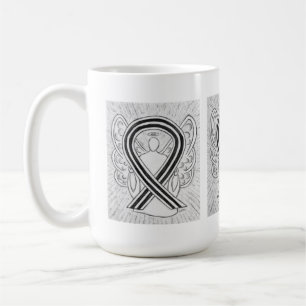 Caneca De Café Fita de anjo de arte branca e negra