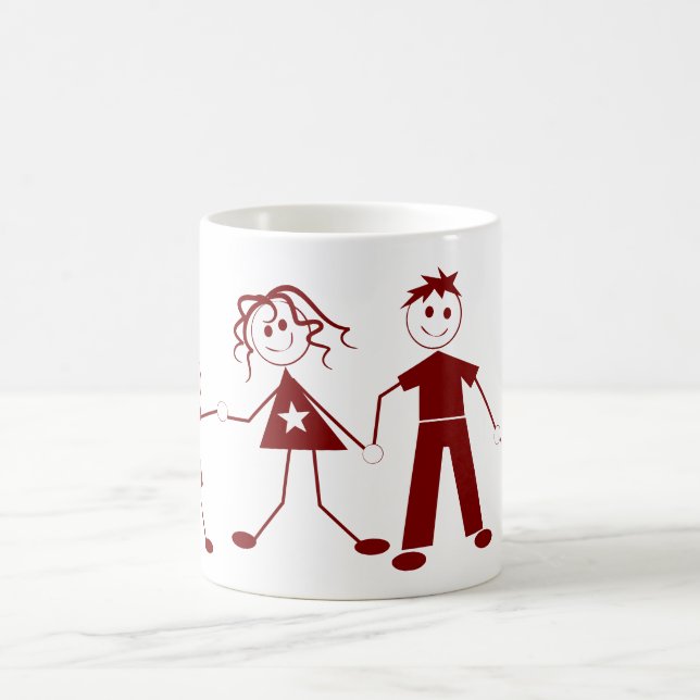 Caneca De Café Fita de café da família Stick Figure (Centro)