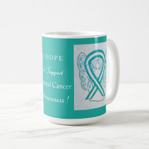 Caneca De Café Fita De Conhecimento Do Cancer Do Útero
