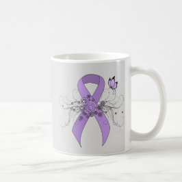 Caneca De Café Fita de consciência da lavanda com borboleta
