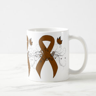 Caneca De Café Fita de consciência marrom com borboleta