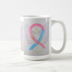 Caneca De Café Fita de Consciência Rosa e Azul Fita Anjo