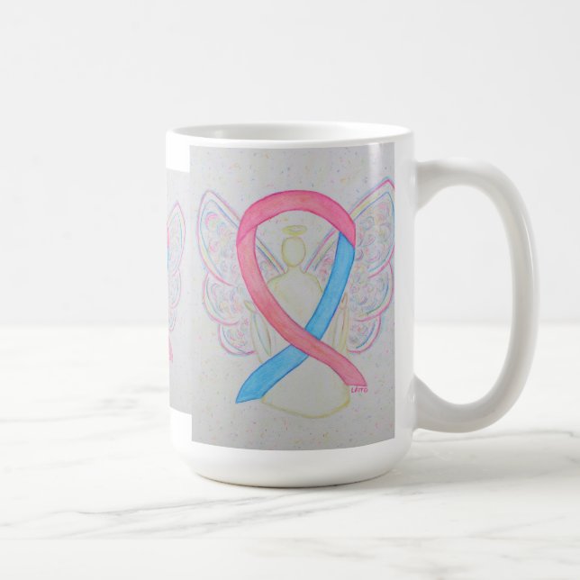 Caneca De Café Fita de Consciência Rosa e Azul Fita Anjo (Direita)