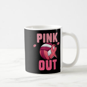 Caneca De Café Fita de conscientização do câncer de mama de volei