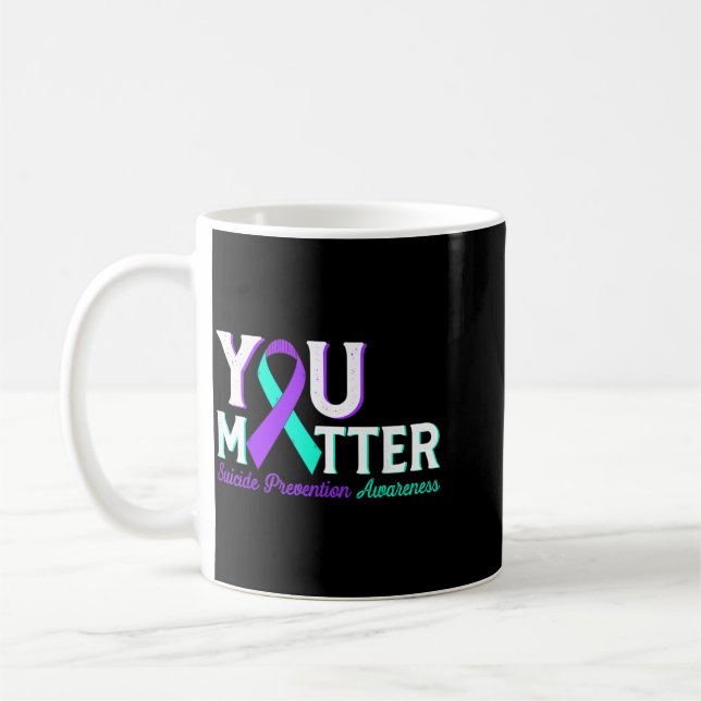 Caneca De Café Fita de conscientização roxa azulada de prevenção  (Esquerda)