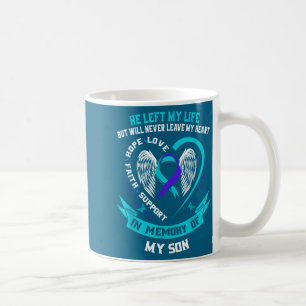 Caneca De Café Fita de conscientização sobre suicídio azul-turque