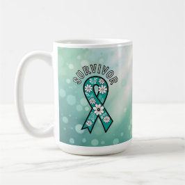 Caneca De Café Fita de conscientização Teal do sobrevivente SA