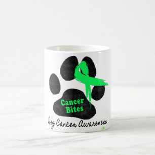 Caneca De Café Fita de Linfoma Canino Desenho de Pata Verde Preto