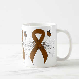 Caneca De Café Fita de Sensibilização Castanha com Borboleta