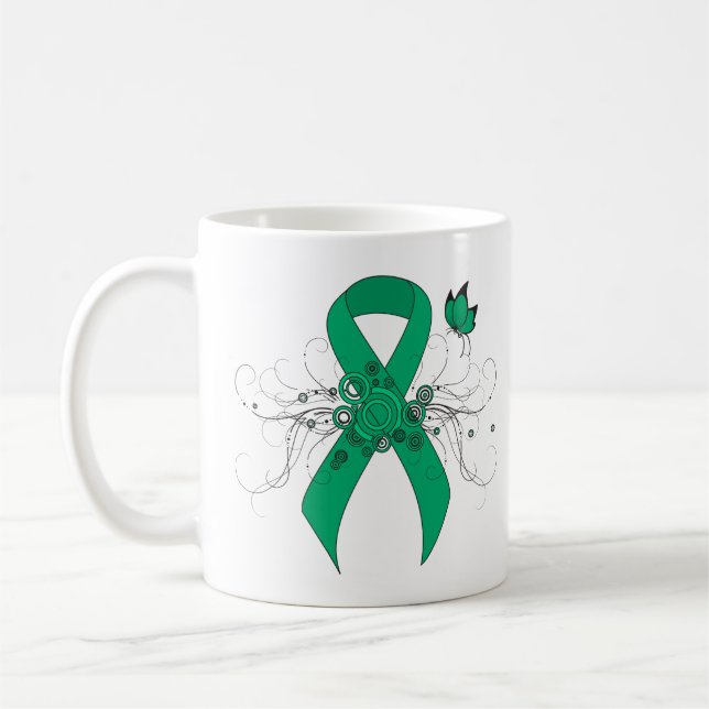 Caneca De Café Fita de Sensibilização Jade com Borboleta (Esquerda)
