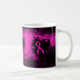 Caneca De Café Fita de Sensibilização Rosa Quente de Grunge Gótic