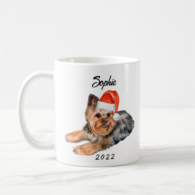 Caneca De Café Fita-iorquina personalizada com Santa Hat Watercol (Esquerda)